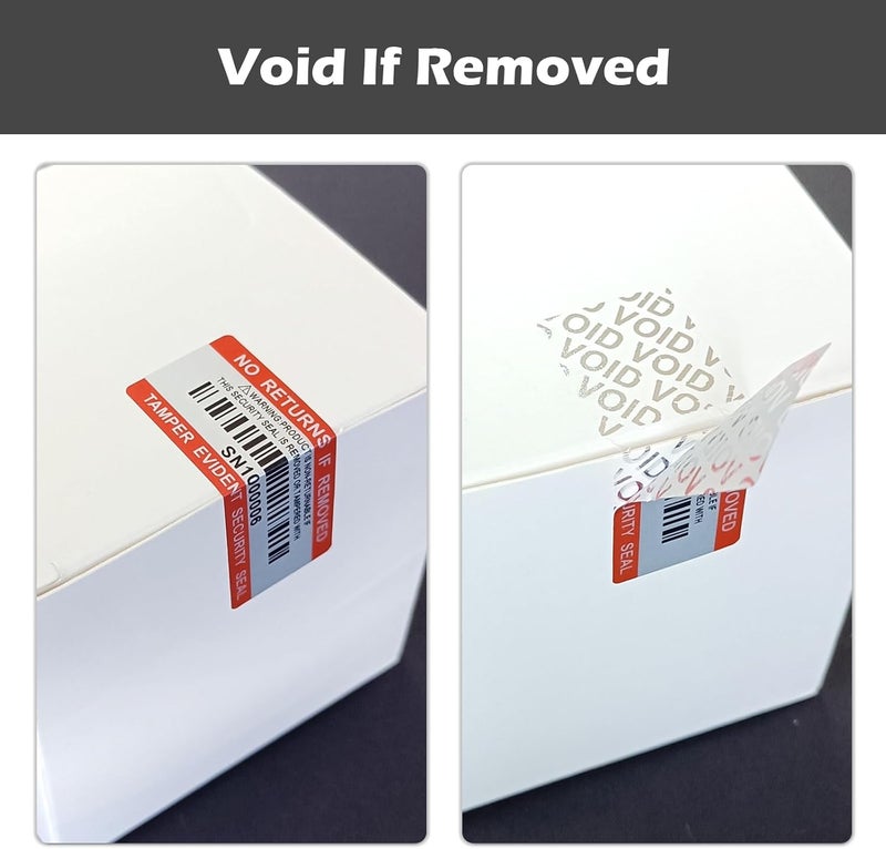 ILMBVM 110pcs Tamper Proof Barcode Stickers,Security Label, Warranty Void Sticker with Individual Serial Number,Sealing Label for Package(2x0.8 inches) - Image 2