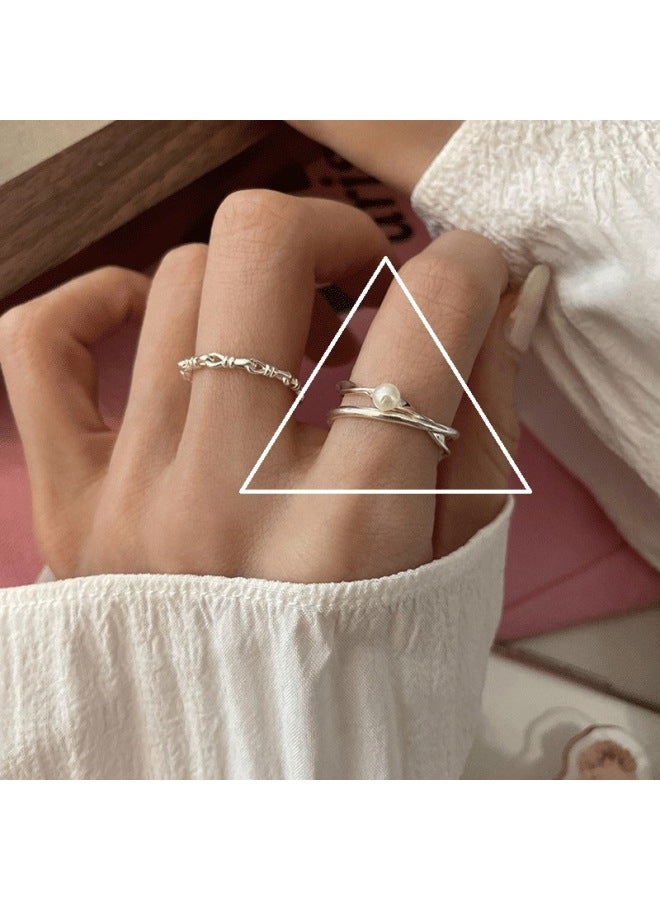 South Korea S925 Sterling Silver Retro Niche Design Ring For Women