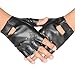 Ayzylpth Classic Black Fingerless Motorcycle Gloves PU Leather Minimalist Biker Gloves for City Commute Daily Riding - Image 2