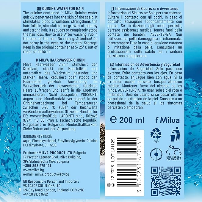 Milva Hair Growth Shampoo with Natural Quinine Extract 500ml Thickening Treatment for Fine Thinning Hair Strengthening AntiHair Loss Shampoo for Women and Men that Nourishes Scalp and Follicles - Image 3