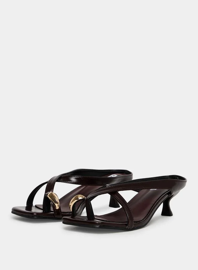 Take Two Brown Kitten Heel Strappy Sandals