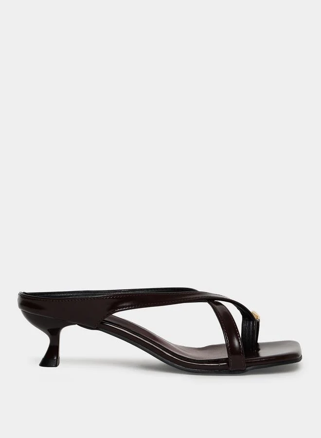 Take Two Brown Kitten Heel Strappy Sandals