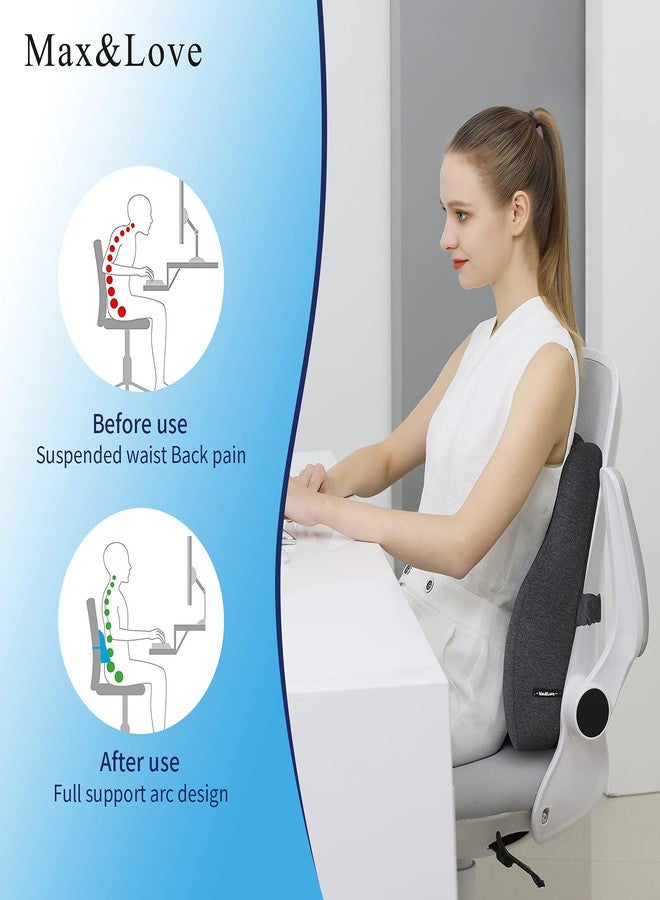 Max&Love Lumbar Support Pillow Cover Ergonomic Design Orthopedic Backrest for Back Pain Relief Memory Foam Back Support for Office Chair Computer Chair Car Seat Recliner and Couch (Dark Gray) - Image 2