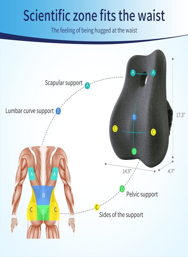 Max&Love Lumbar Support Pillow Cover Ergonomic Design Orthopedic Backrest for Back Pain Relief Memory Foam Back Support for Office Chair Computer Chair Car Seat Recliner and Couch (Dark Gray) - Image 3