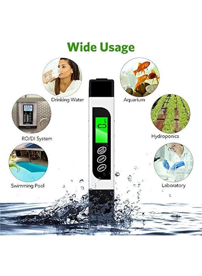 TDS Meter, 3 in 1 TDS, EC & Temperature Meter, Accurate & Reliable PPM Meter, Digital Water Testing kits for Drinking Water Quality, Tap, Well, Swimming Pool, Aquarium, RO/DI System, Hydroponics