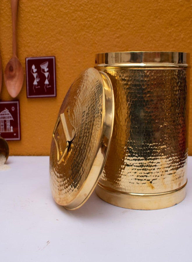 Zishta - Brass Storage Pawali |Drum - Medium Size|Traditional|Brass Container|Storage Box| Dabba|Kitchen Use|Snacks Container Box -(Medium Size) - Image 2