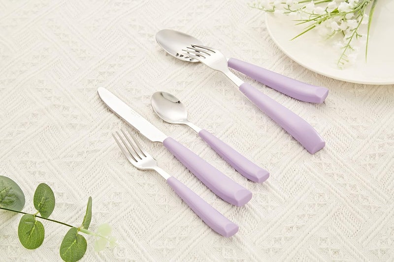 Annova ANNOVA Silverware Set 20 Pieces Stainless Steel Cutlery Color Handle Flatware  4 x Dinner Knife 4 x Dinner Fork 4 x Salad Fork 4 x Dinner Spoon 4 x Dessert Spoon Lilac - Image 2