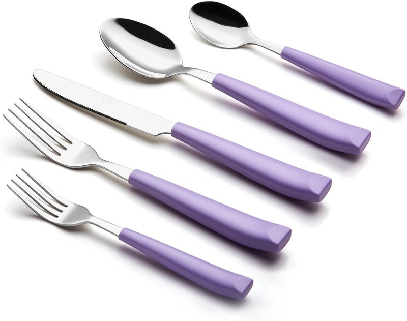 Annova ANNOVA Silverware Set 20 Pieces Stainless Steel Cutlery Color Handle Flatware  4 x Dinner Knife 4 x Dinner Fork 4 x Salad Fork 4 x Dinner Spoon 4 x Dessert Spoon Lilac - Image 4