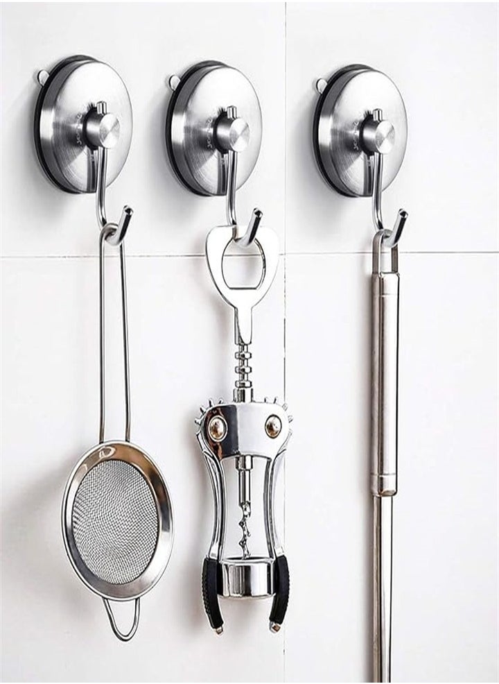 Generic - High Quality Suction Cup Hooks, Stainless Steel Suction Cup, Suitable for Kitchen Hanger Towel Wall, No Drilling Required, Brushed Silver 2 Pieces - Image 1
