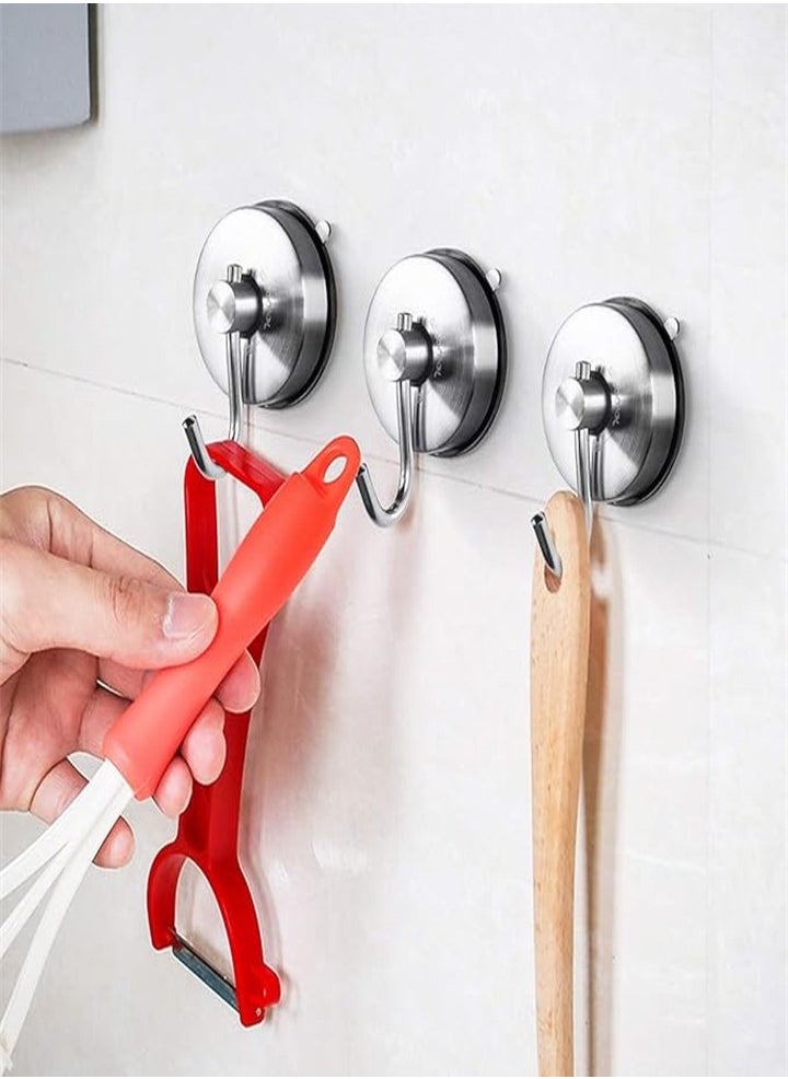 Generic - High Quality Suction Cup Hooks, Stainless Steel Suction Cup, Suitable for Kitchen Hanger Towel Wall, No Drilling Required, Brushed Silver 2 Pieces - Image 1
