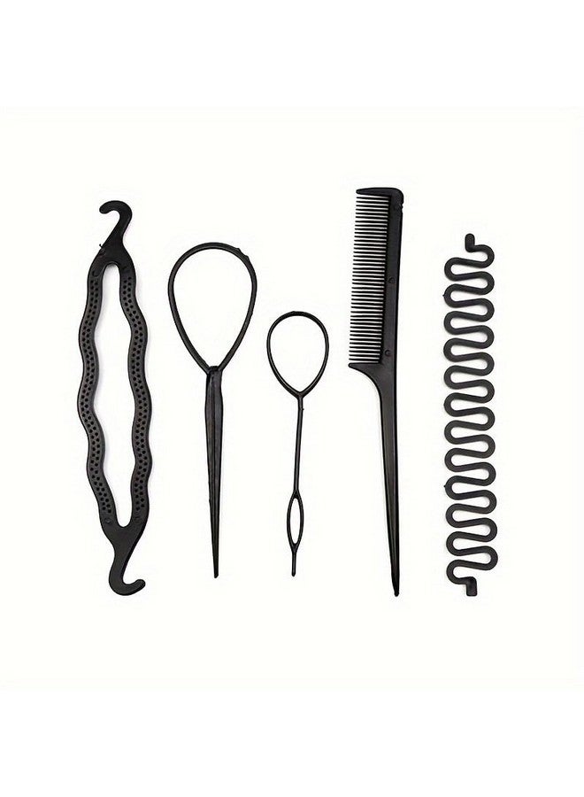 CHRONEX 5pcs/set Professional Hair Styling Set - DIY Bun Maker For Women - Includes Plastic Hair Braiding Tool And Accessories - Image 3