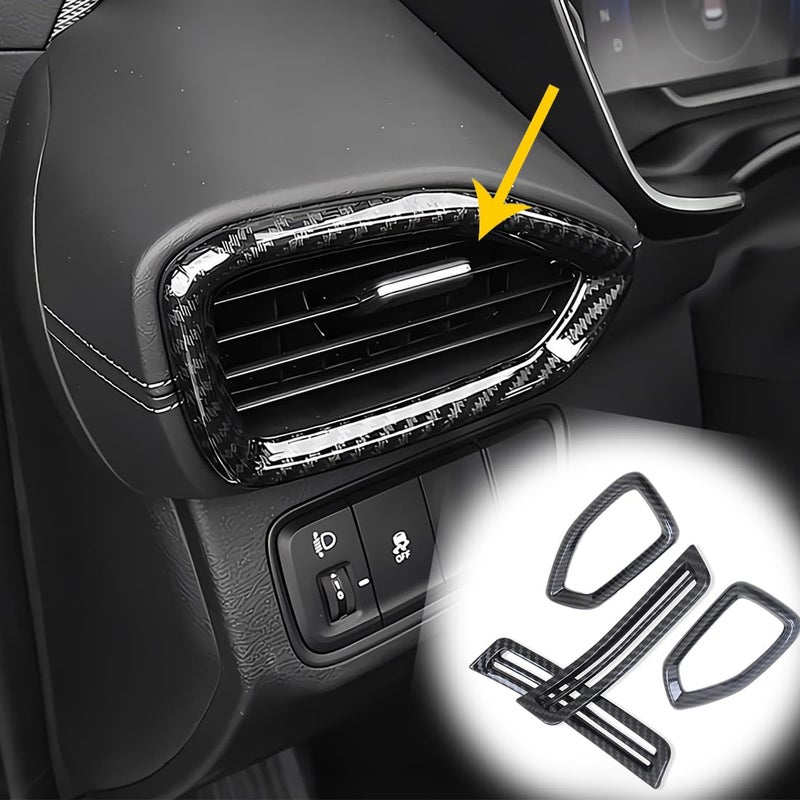 MUXEE 4PCS Dashboard Upper Wind Outlet Cover Trims Dashboard Left Right Air Vent Outlet Trim for Hyundai Santa Fe 2019 2020 2021 2022 2023 ABS Carbon Fiber Sport Interior Accessories