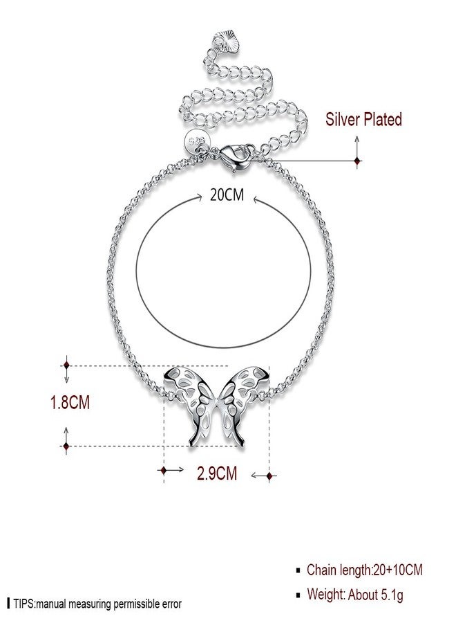 Greendou Fashion Jewelry 925 Silver Butterfly Wings Adjustable Chain Anklet - Image 3
