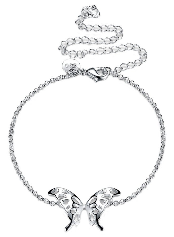 Greendou Fashion Jewelry 925 Silver Butterfly Wings Adjustable Chain Anklet - Image 1