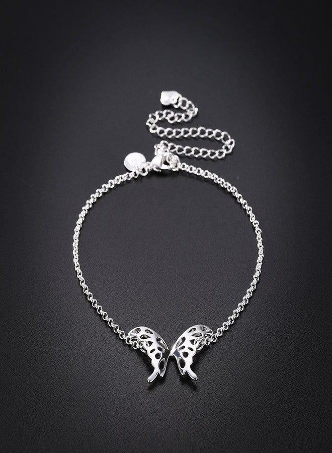 Greendou Fashion Jewelry 925 Silver Butterfly Wings Adjustable Chain Anklet - Image 4