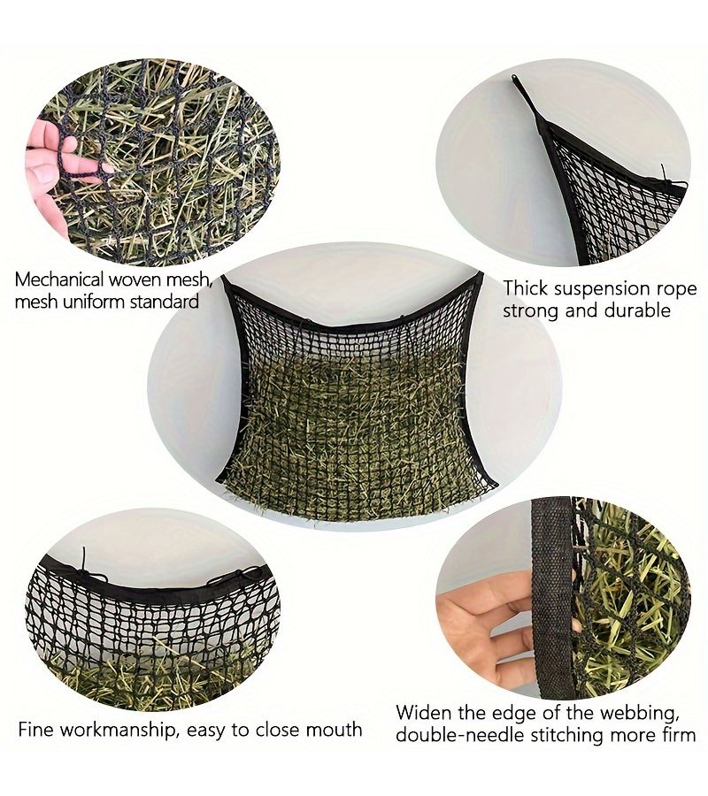 Sturdy Hay Net For Slow Feeding Of Horses And Goats With Large Opening For Easy Filling Black Color 35 By 24 Inches Single Unit - Image 5