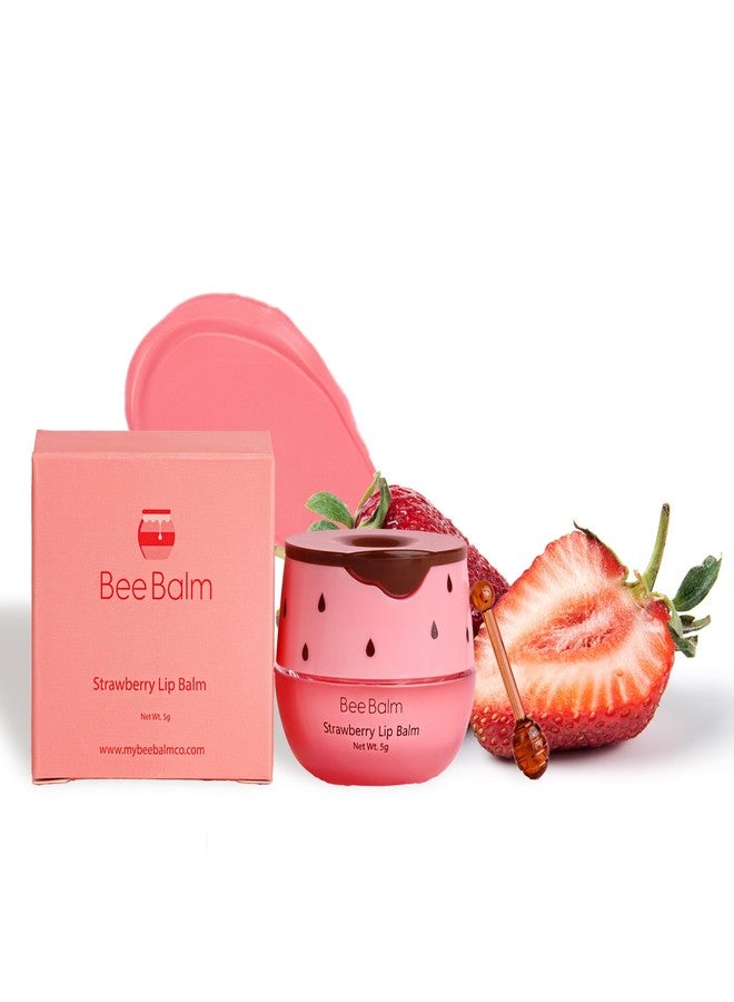 Bee Balm Original Bee Balm Lip Balm, Strawberry Hydrating Lip Balm, Lip Butter for Dry and Cracked Lips, Propolis Honey Lip Mask, Lip Moisturizing Mask, Reduces Lip Lines, Original Beeswax with Vitamin E - Image 1