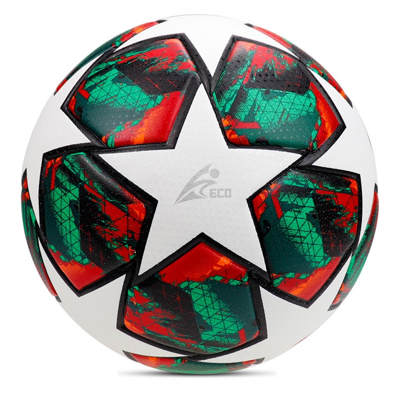 Generic Youth Soccer Ball Size 4/5 PU Training[Skin] Champions League White Green Red [Skin] Champions League White Green Red