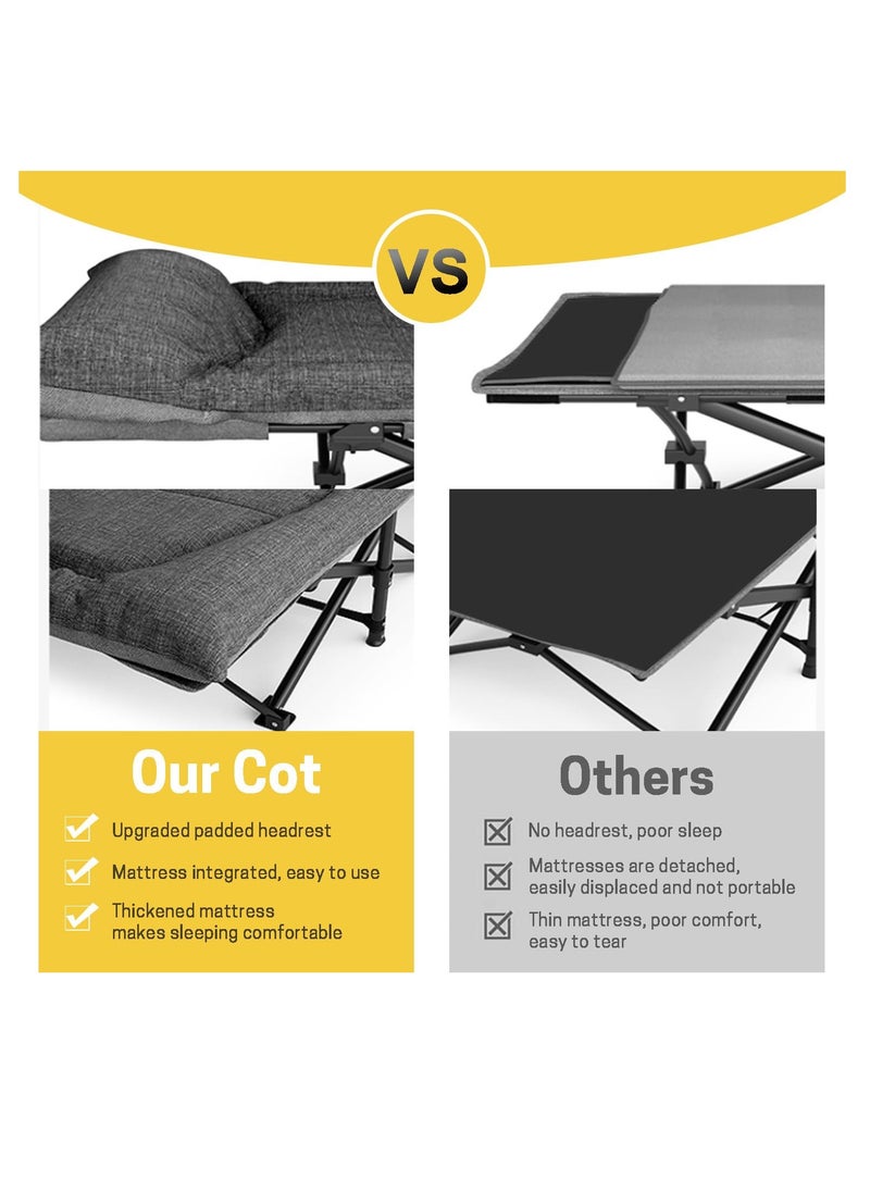 XiuWoo - Camping Cot for Adults with Cushion and Pillow Folding Lounge Chair Outdoor Folding Bed for Travel Office Garden Beds - Image 1