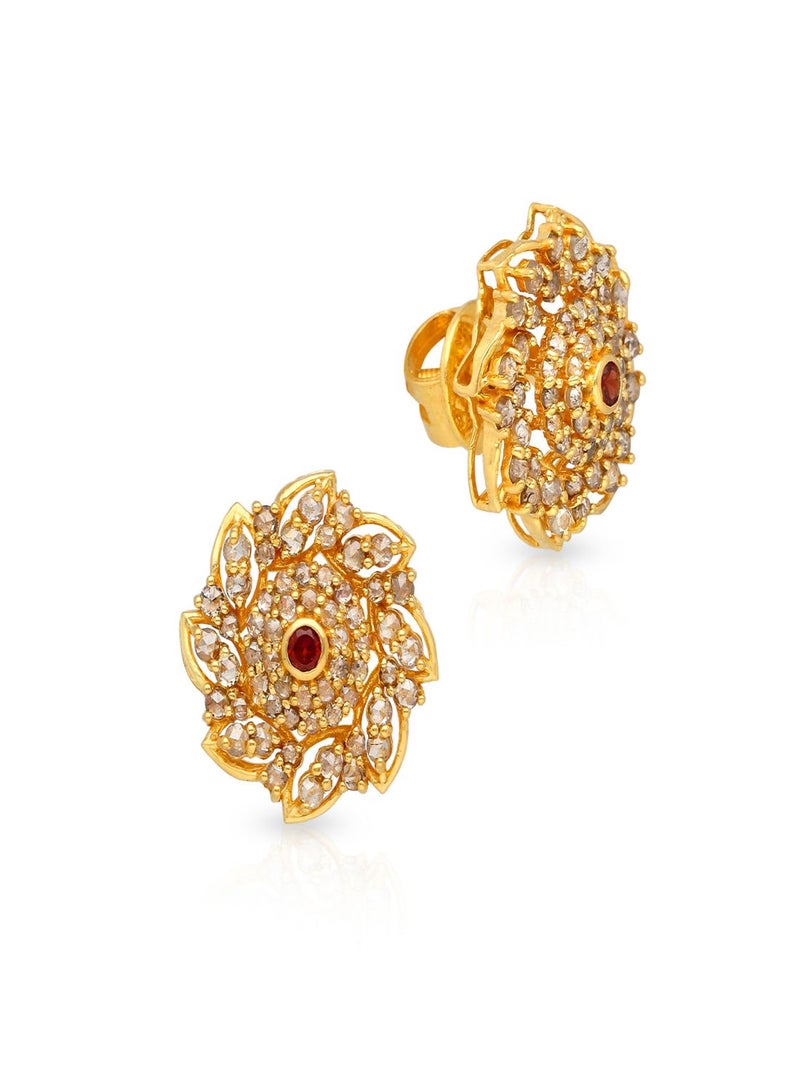 Malabar Gold and Diamonds 22 Carat 916 Purity Yellow Gold Uncut Diamond Earring EGNREG224ER1_Y For Women  - Image 1
