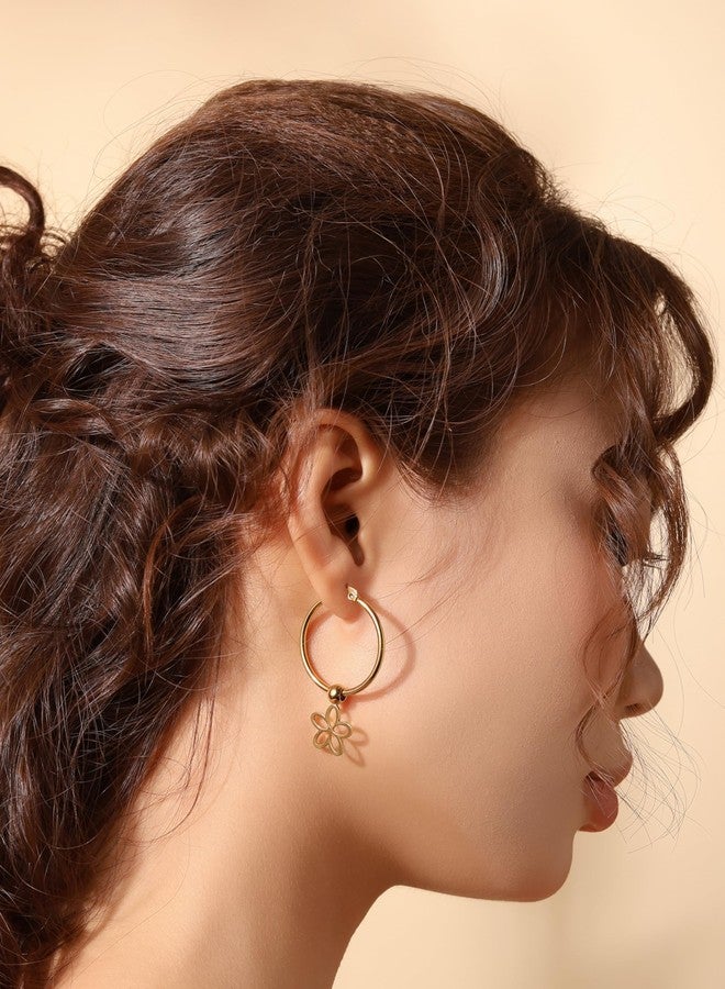 MINACHI Boho Hoop Earrings with Dainty Flower Charm, Handmade Bohemian Floral Jewelry for Summer, Bohemian Jewelry for Women - Image 4