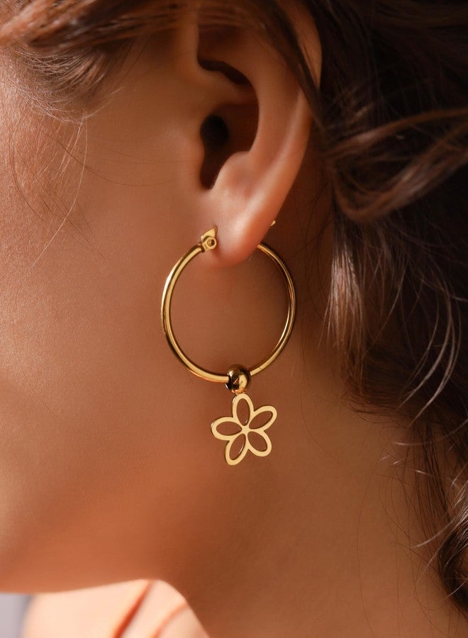 MINACHI Boho Hoop Earrings with Dainty Flower Charm, Handmade Bohemian Floral Jewelry for Summer, Bohemian Jewelry for Women - Image 3