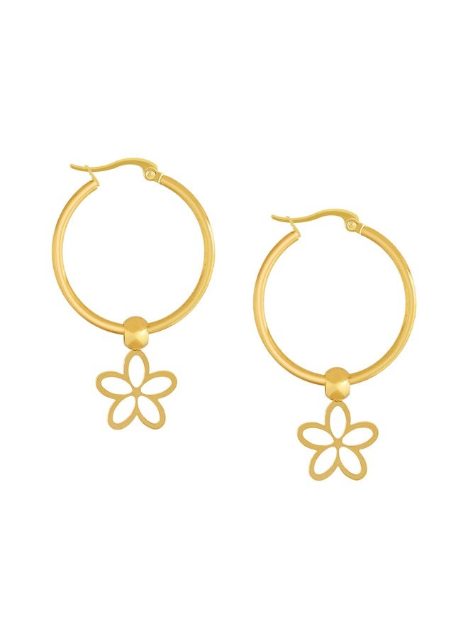 MINACHI Boho Hoop Earrings with Dainty Flower Charm, Handmade Bohemian Floral Jewelry for Summer, Bohemian Jewelry for Women - Image 1