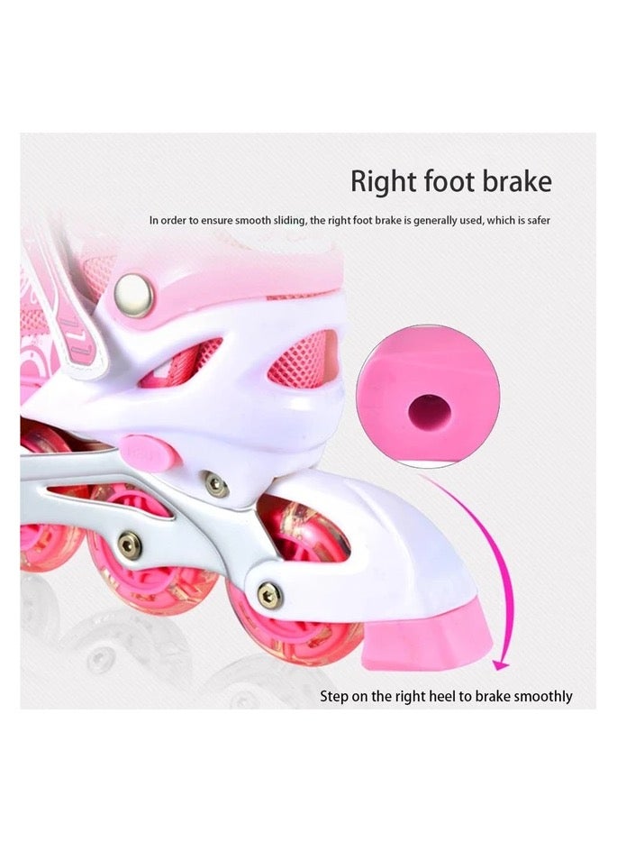 Kids Inline Skates with Light Up Wheels High Elasticity Unisex Boys Girls Teens Youth Pink Large (39-42) cm - Image 2