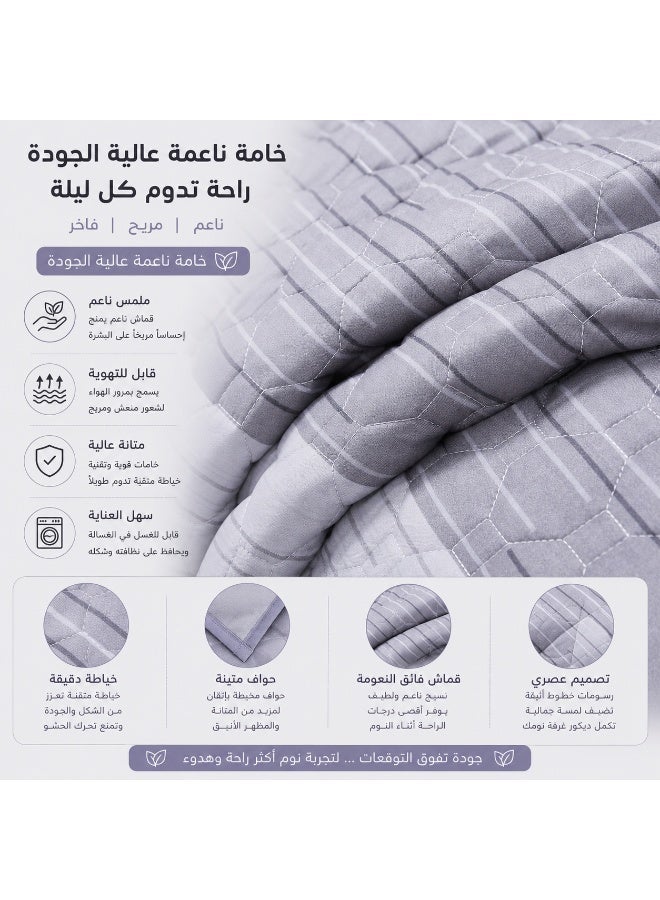 شايني فلاور طقم مفرش سرير مبطن بنقوش أنيق، 4/6 قطع، طقم لحاف ناعم ومريح بطبعات جميلة، تصميم بسيط وراقي لغرفة النوم - Image 3