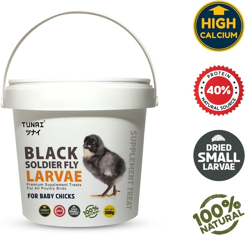 Tunai Black Soldier Larvae | 500g | 60X Calcium, Fortified with 40% Protein Energy, Natural Supplement Treat for Poultry, Hen, Chicken, cockBaby Chicken - Image 3