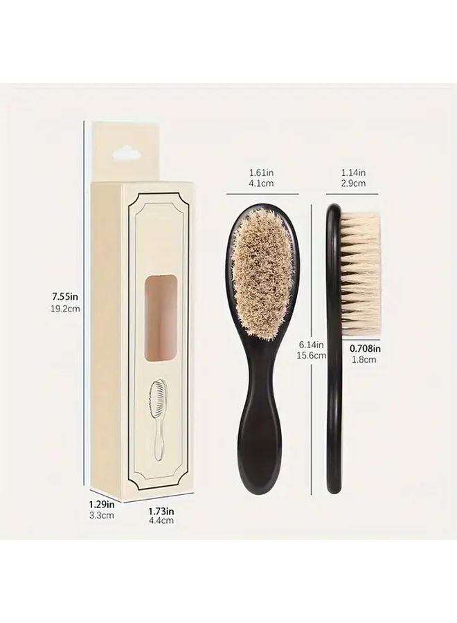 Pink And White Beard Brush For Men Stiff Bristles Grooming Styling Tool Striped Handle Ergonomic Comfort Grip Neck Duster - Image 4