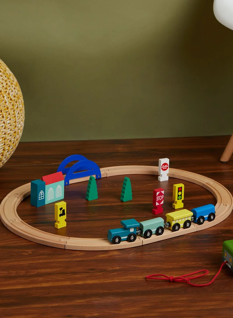 Hema Set Of 24 Wooden Trainset