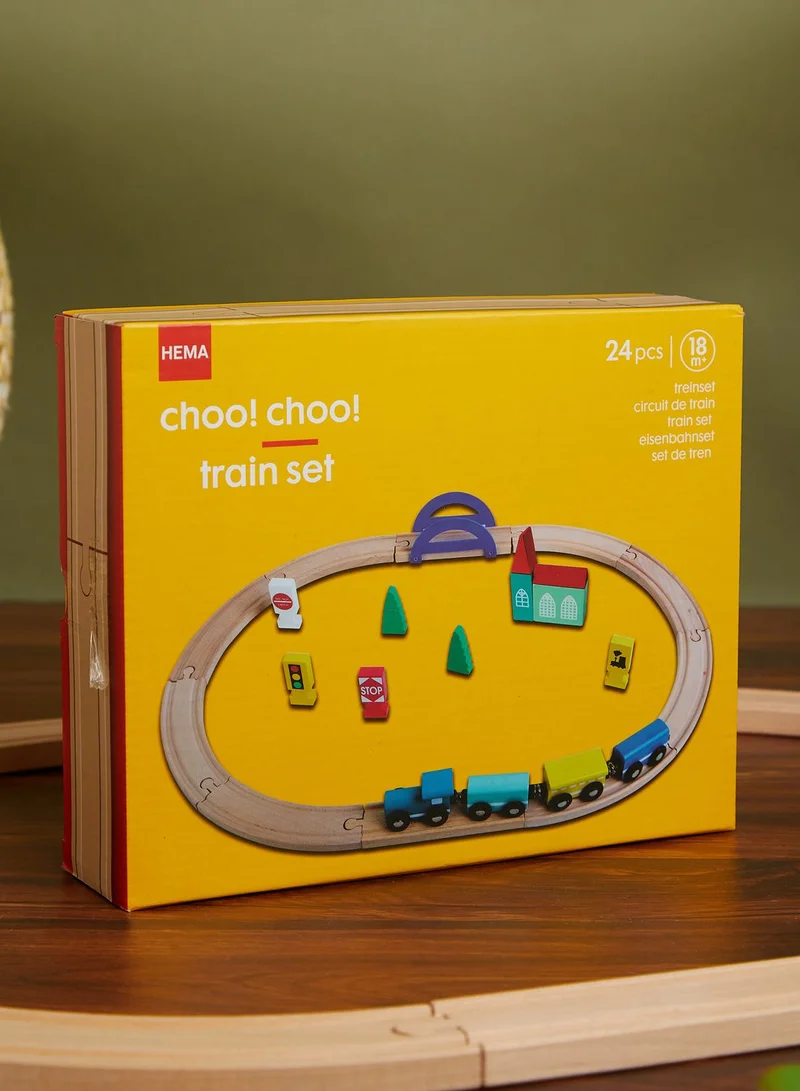 Hema Set Of 24 Wooden Trainset