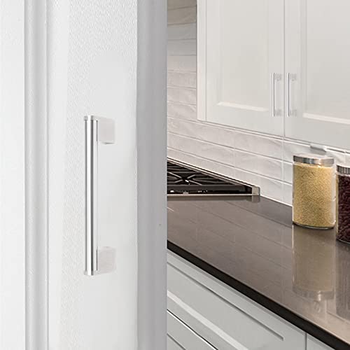 FULGENTE Brushed Nickel Drawer Pulls, Stainless Steel Chrome Modern Cabinet Handles Kitchen Hardware Cupborad Armoire Wardrobe, 5 inch Hole Center - 6 inches Total Length（ Pack of 5 ） - Image 3