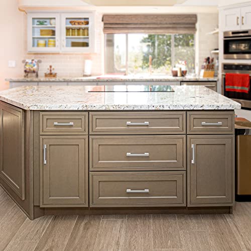 FULGENTE Brushed Nickel Drawer Pulls, Stainless Steel Chrome Modern Cabinet Handles Kitchen Hardware Cupborad Armoire Wardrobe, 5 inch Hole Center - 6 inches Total Length（ Pack of 5 ） - Image 4