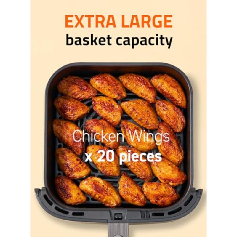 Digital Slim Air Fryer XL 6L 1900W for kitchen use, nonstick basket, black, clear window with internal light and 10 presets - Image 5