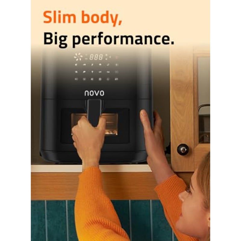 Digital Slim Air Fryer XL 6L 1900W for kitchen use, nonstick basket, black, clear window with internal light and 10 presets - Image 4