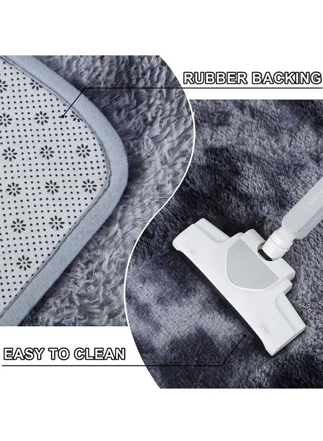 Gradual Change Tie-Dye Carpet Super Soft Rugs Fluffy Plush Carpets Simple Modern Household Comfortable Floor Rug Dirt-Resistant Decor Non-Slip Machine Washable Carpet Dark Grey  - Image 4