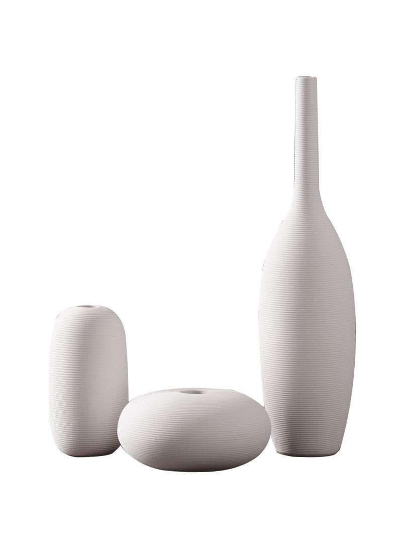 Y&D 3 Piece Set Modern Minimalist Living Room Creative Dining Table Coffee Table Home Decoration White Ceramic Vase - Image 1