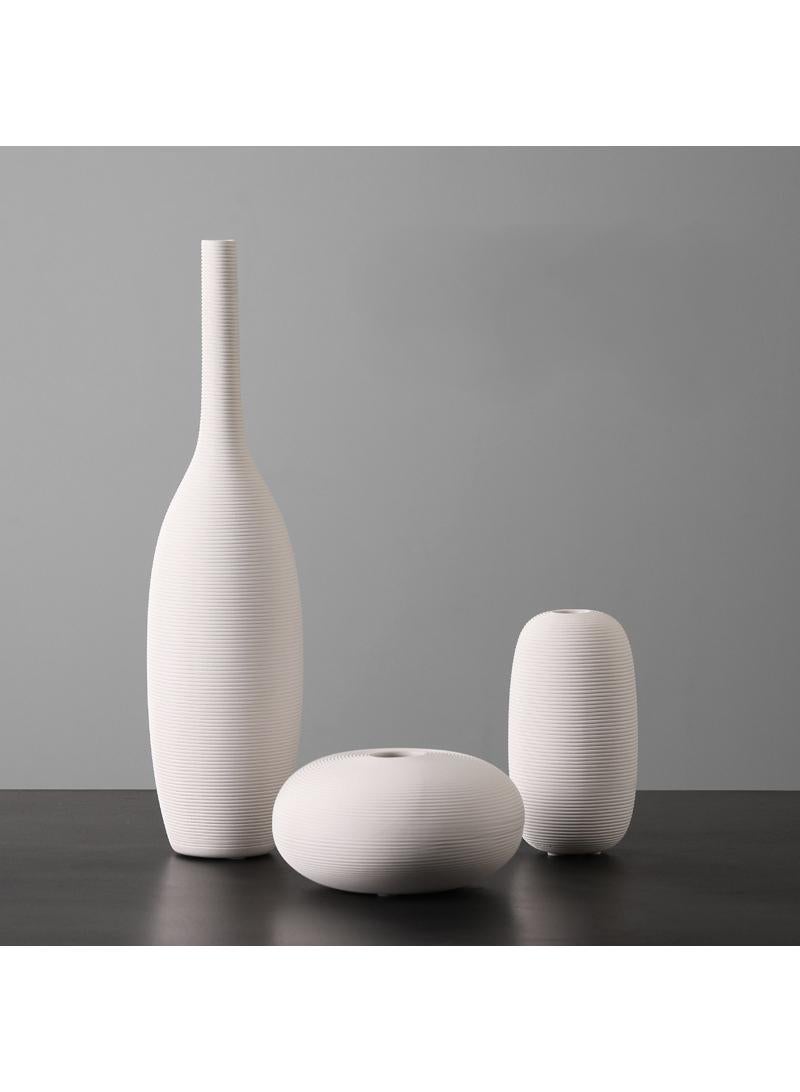 Y&D 3 Piece Set Modern Minimalist Living Room Creative Dining Table Coffee Table Home Decoration White Ceramic Vase - Image 2