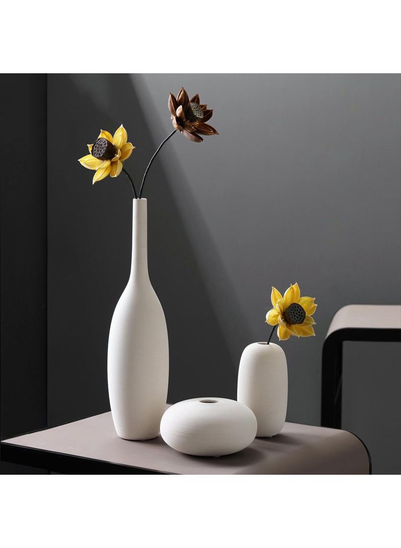 Y&D 3 Piece Set Modern Minimalist Living Room Creative Dining Table Coffee Table Home Decoration White Ceramic Vase - Image 3