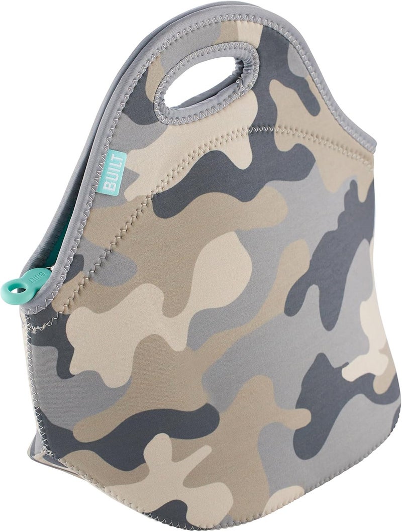 Built Gourmet Getaway Soft Neoprene Lunch Tote Bag, Lightweight, Insulated, Reusable Lunch Bag for Work, School, and Travel, One Size, Concrete Grey Camo - Image 5