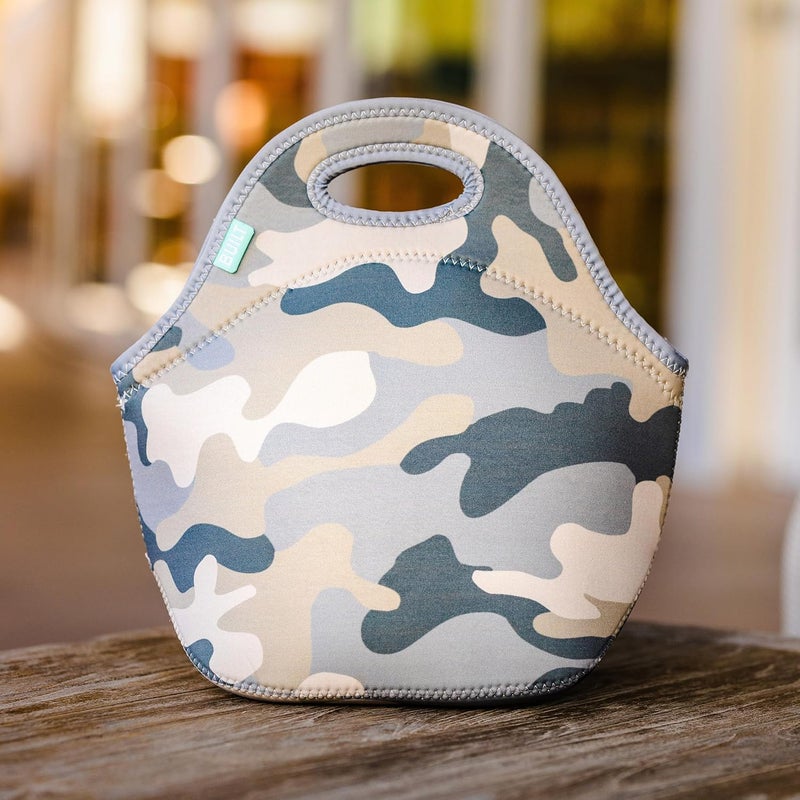 Built Gourmet Getaway Soft Neoprene Lunch Tote Bag, Lightweight, Insulated, Reusable Lunch Bag for Work, School, and Travel, One Size, Concrete Grey Camo - Image 2