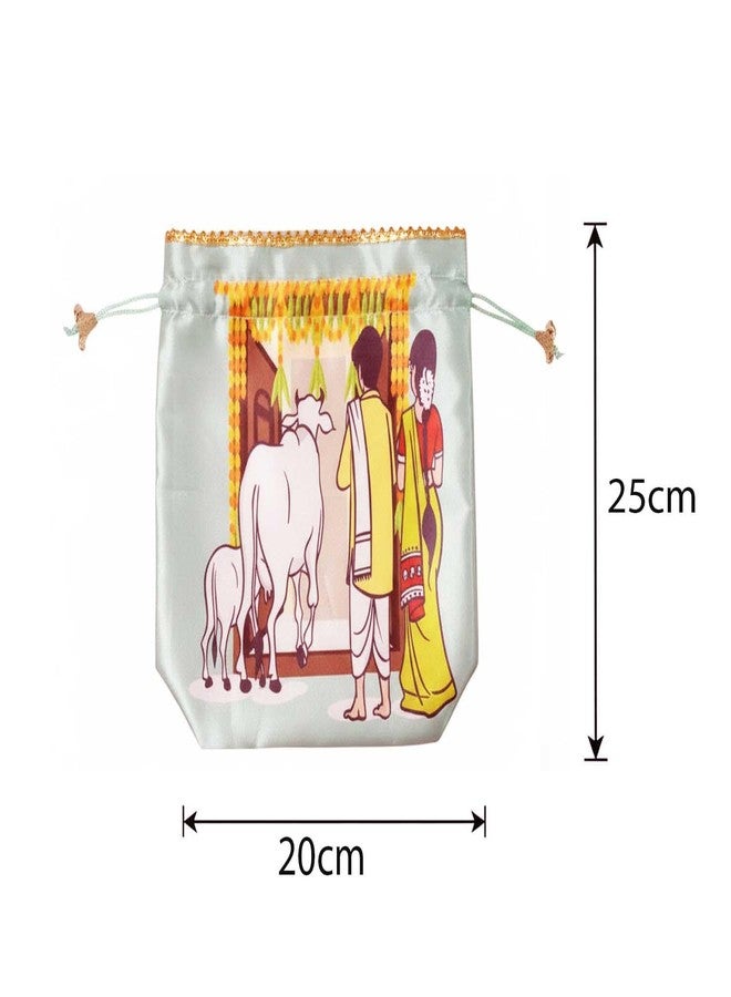 RED WIND (20 x 25 cm Potli Bags with Drawstring Closure|Pack of 20 | Housewarming Design | Fabric Gift Pouches for Pooja, Weddings, Return Gifts, Jewellery, Functions & Festivals - Image 5