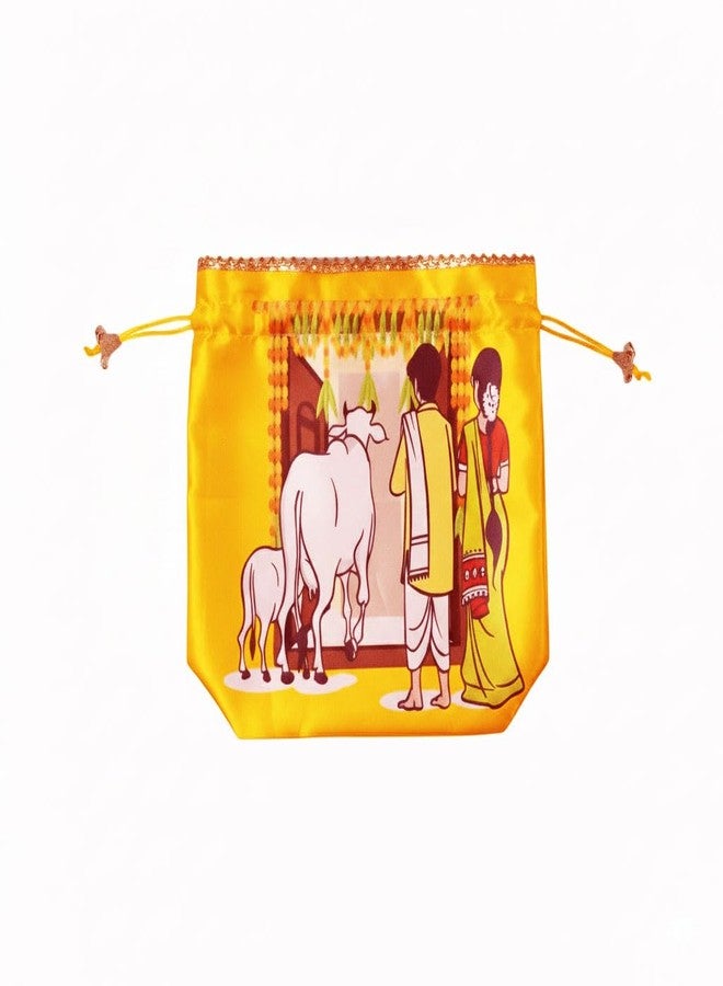 RED WIND (20 x 25 cm Potli Bags with Drawstring Closure|Pack of 20 | Housewarming Design | Fabric Gift Pouches for Pooja, Weddings, Return Gifts, Jewellery, Functions & Festivals - Image 2