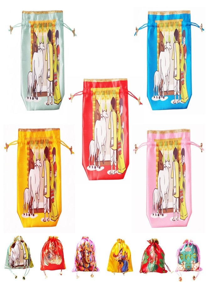 RED WIND (20 x 25 cm Potli Bags with Drawstring Closure|Pack of 20 | Housewarming Design | Fabric Gift Pouches for Pooja, Weddings, Return Gifts, Jewellery, Functions & Festivals - Image 1