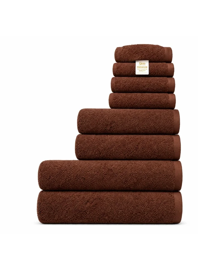 Bliss Casa Bliss Casa Indigo 100% Cotton 8 Piece Towel Set - 600 GSM 2 Bath Towels, 2 Hand Towels, 4 Washcloths - Hotel Towels Super Absorbent and Soft Bathroom Towels, Ideal Hotels and Restaurants