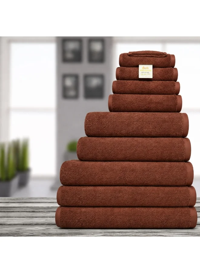 Bliss Casa Bliss Casa Indigo 100% Cotton 8 Piece Towel Set - 600 GSM 2 Bath Towels, 2 Hand Towels, 4 Washcloths - Hotel Towels Super Absorbent and Soft Bathroom Towels, Ideal Hotels and Restaurants