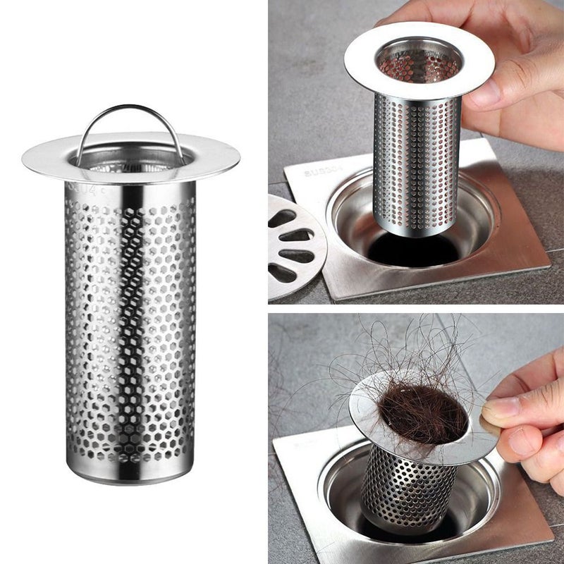 Stainless Steel Hexagonal Sink Strainer With Handle Anti Clogging Hair Catcher For Kitchen Bathroom Shower Easy Install No Tools - Image 1