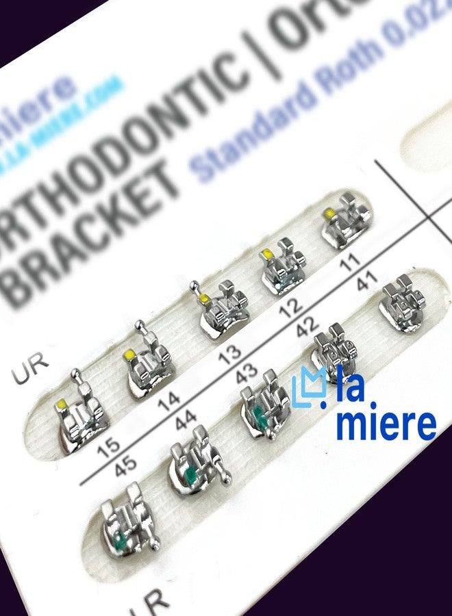 LA MIERE 20 قطعة من دعامات تقويم الأسنان المعدنية، دعامات أسنان قياسية من نوع روث بفتحة 0.022، قابلة للربط، 3-4-5 مع خطاف، 20 قطعة/عبوة، عبوة واحدة - Image 2
